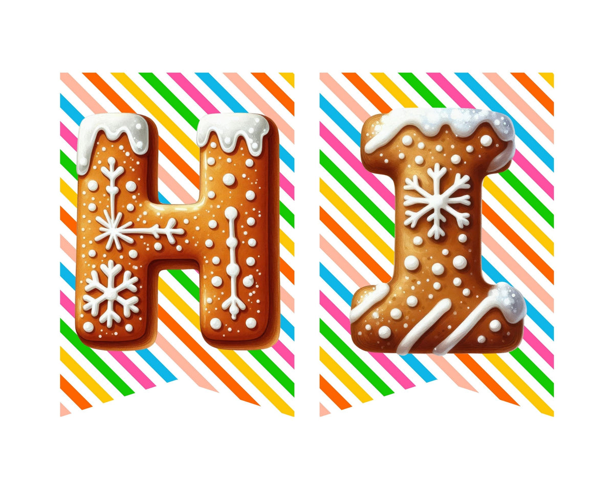 Gingerbread Printable Pennant Canva Template