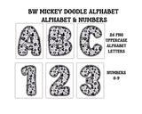 Mickey Heads Doodle Alphabet Clip Art for Parties, Nursery Decor