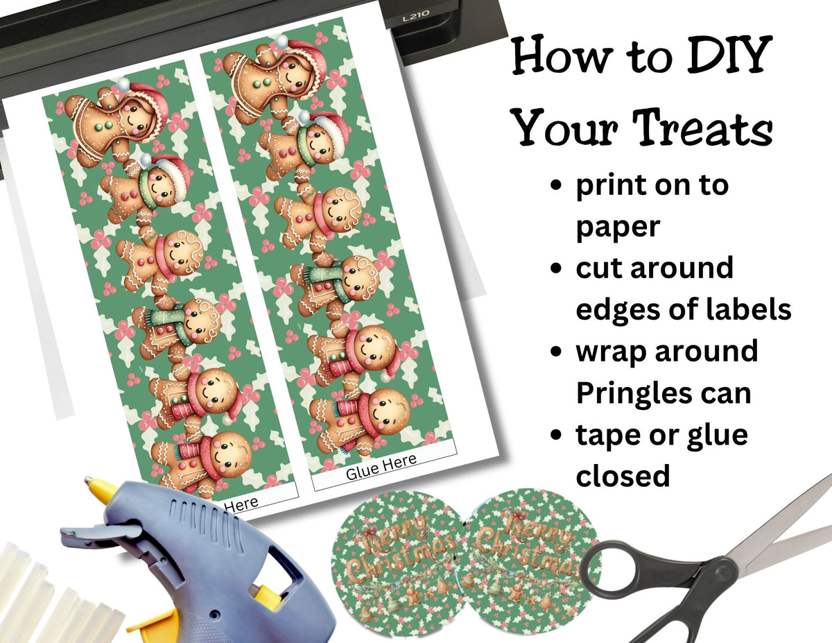 Gingerbread Pringles Can Label Printable – Kids Christmas Party Favor