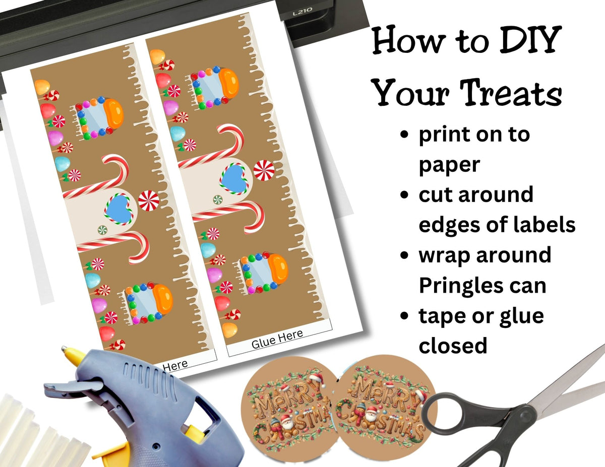 Gingerbread House Pringles Can Label Printable – Kids Christmas Party Favor