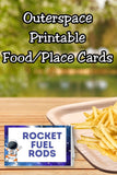 Outer Space Food Tent Cards Printable