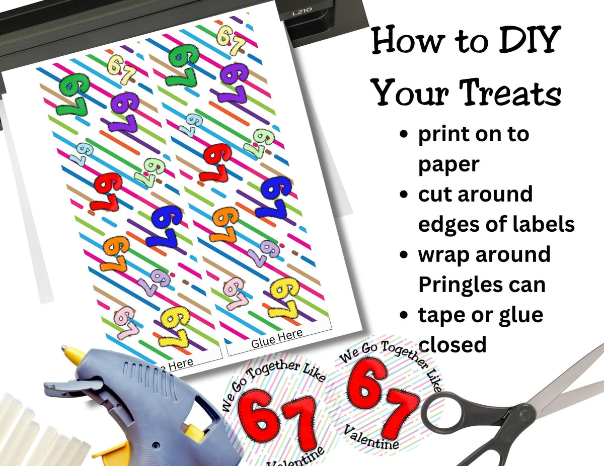 6 & 7 Valentine Pringles Labels – We Go Together Like 6 and 7 Printable Kids Valentine Snack Wrap