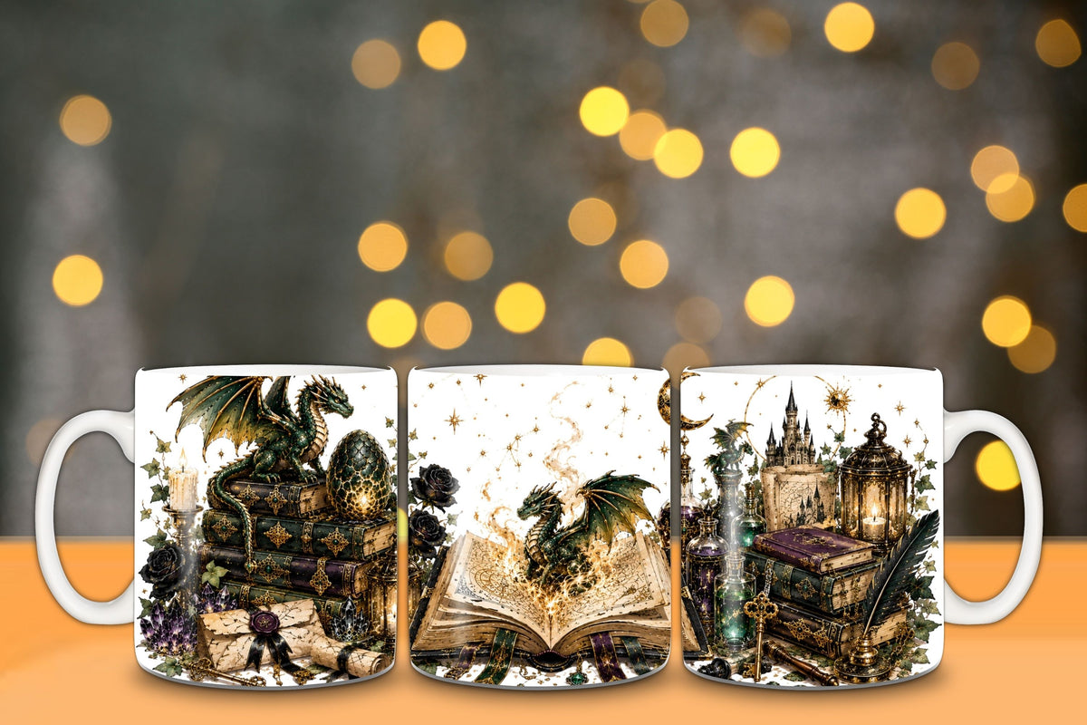 Dark Academia Dragon Mug  and Mug Wrap