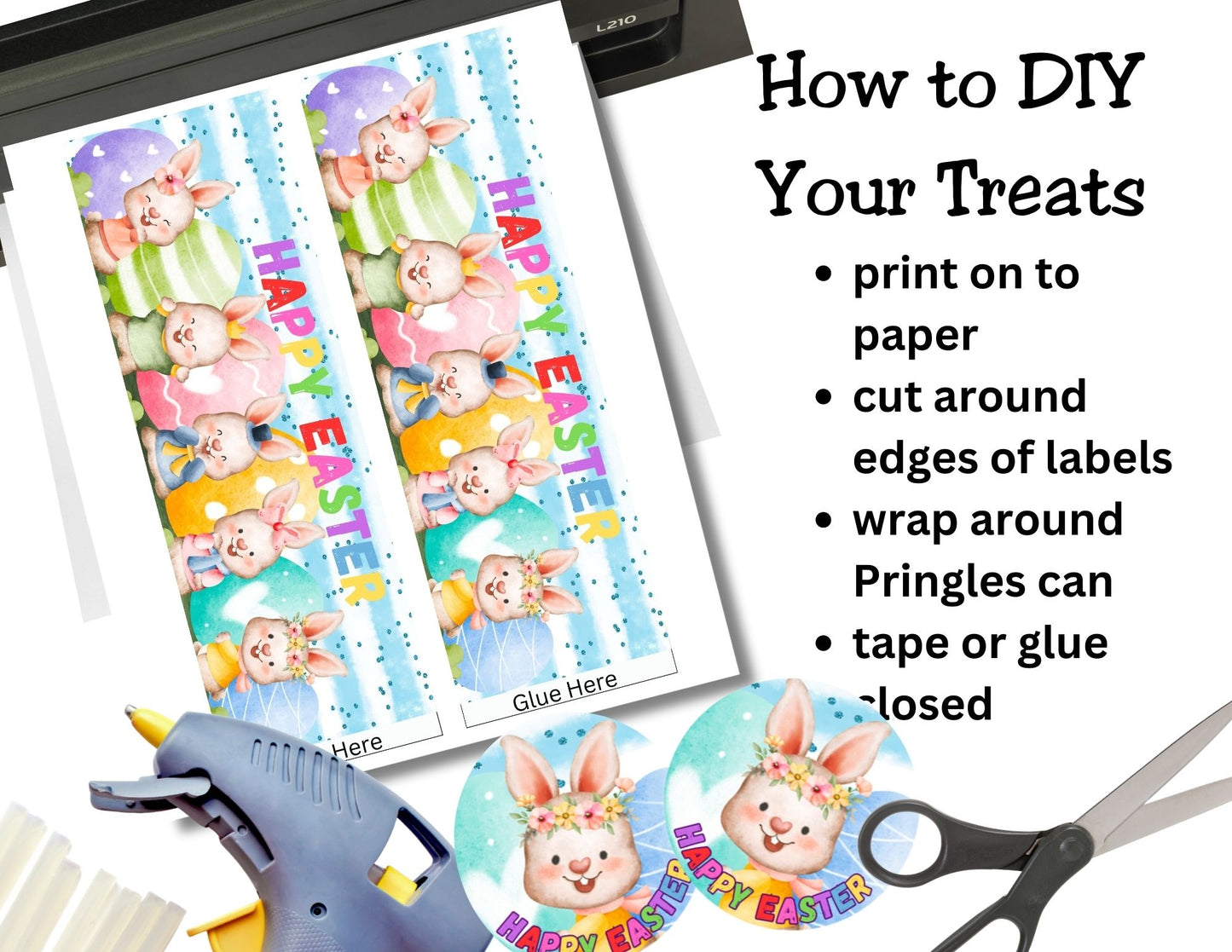 Easter Pringles Can Label & Lid – Bunny Easter Snack Wrap Printable