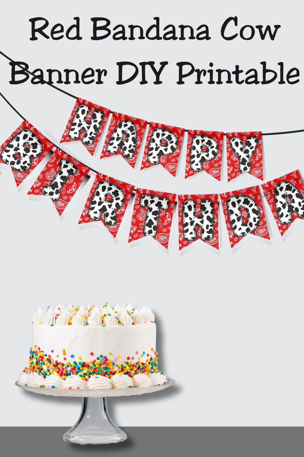 Cow Red Bandana Pennant Banner Printable