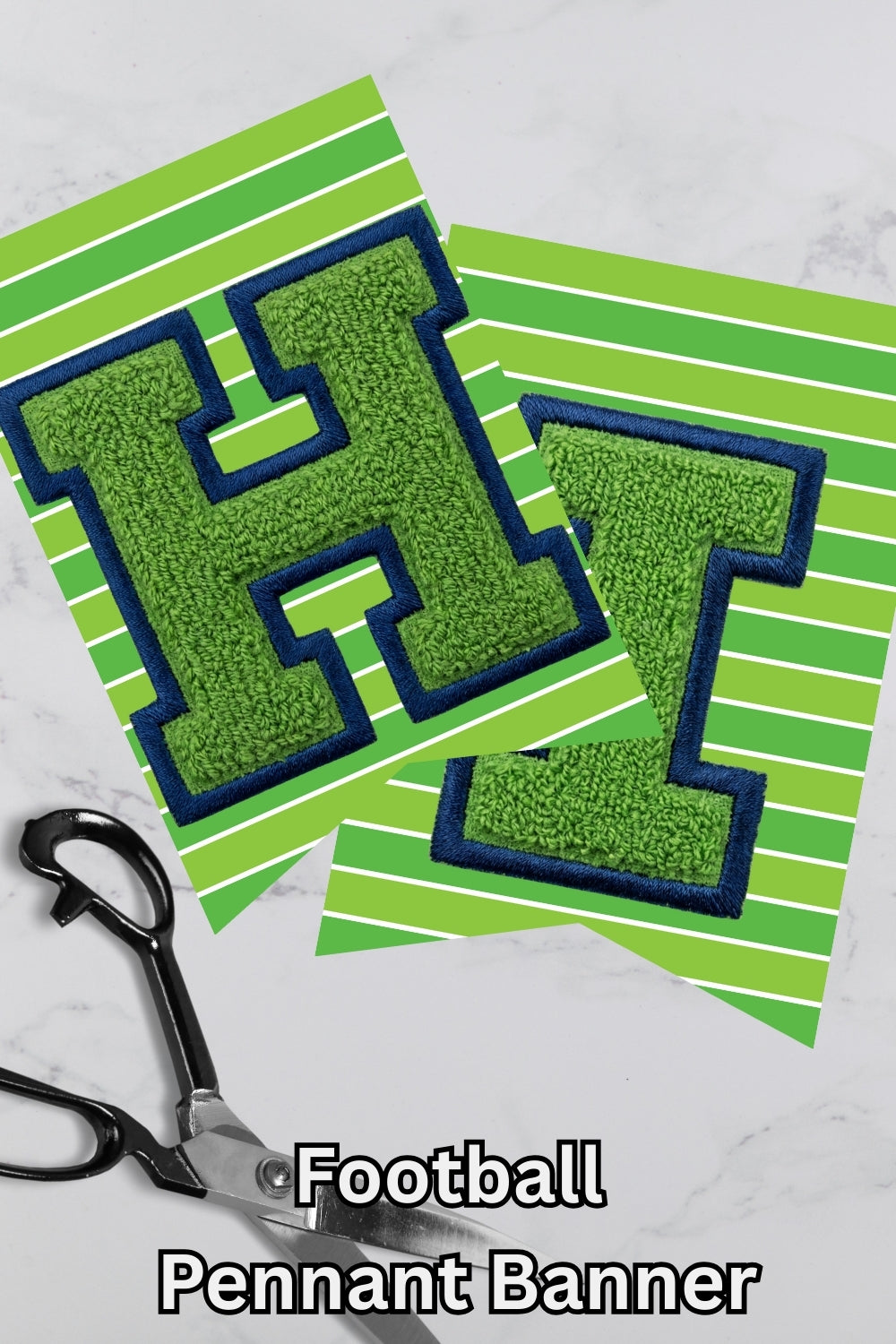 Lime Green and Blue Football Pennant Banner Printable