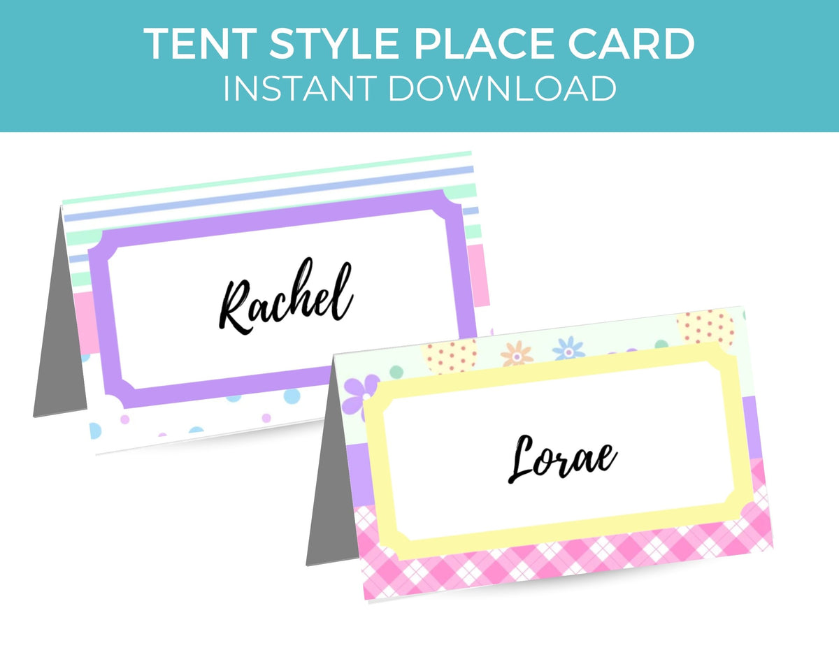 Spring Patterned Editable Place Card Printable