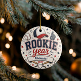 Personalized Rookie Year Baseball Ornament, First Birthday Baseball Ornament, Boys Sports Christmas Keepsake, Name Year Ornament