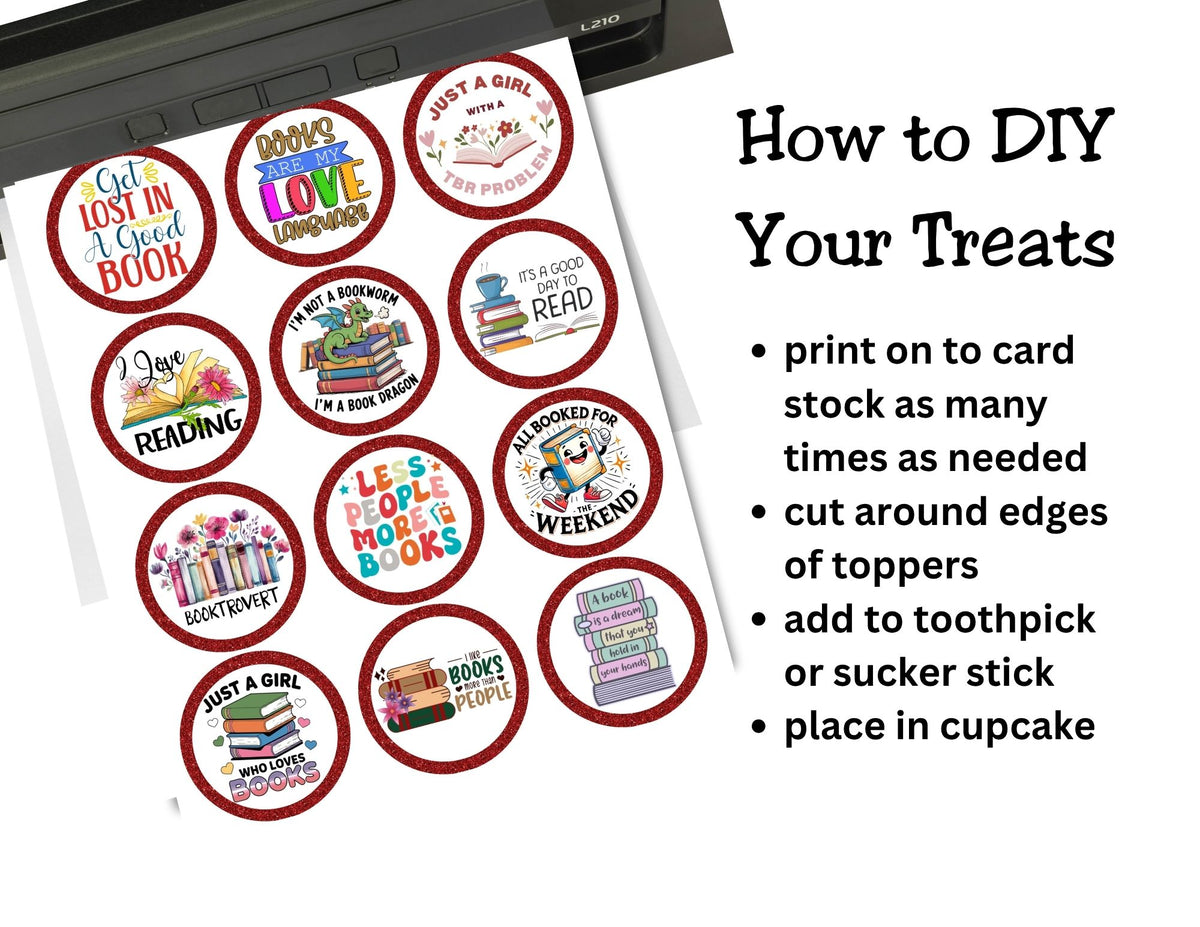 Book Lover Cupcake Topper Printable