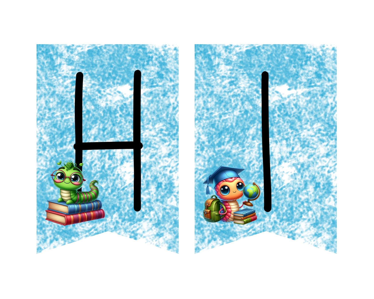 Bookworm Back to School Pennant Banner