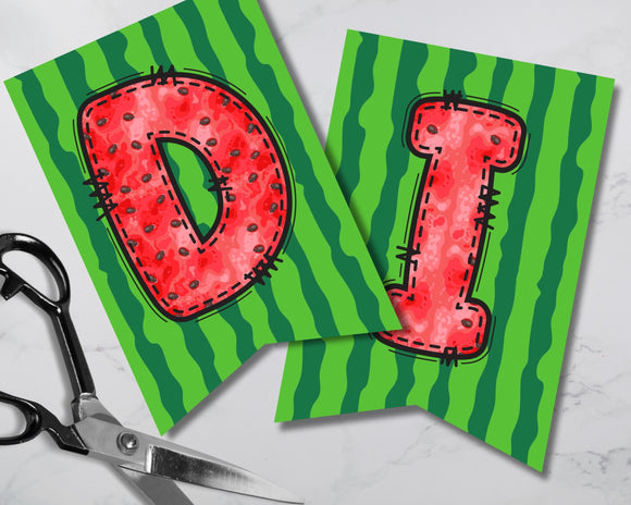 Watermelon Pennant Banner Printable