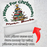 More Books for Christmas Spun Polyester Square Pillowcase