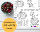 Thanksgiving Activity Placemats for Kids, Printable Thanksgiving Games, Kids Table Activities