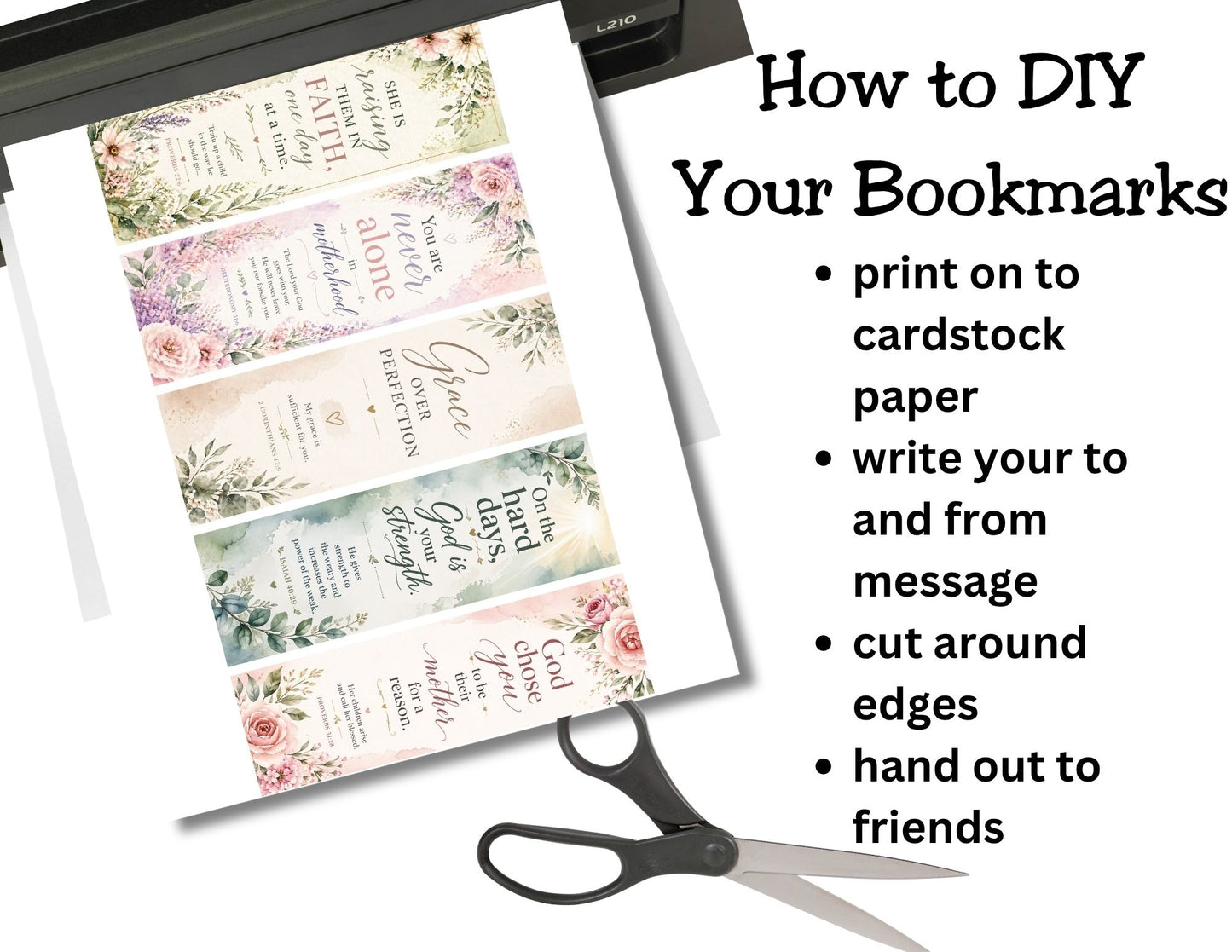 Christian Motherhood Bookmark Set – Printable Bible Verse Bookmarks for Moms (Set of 5)