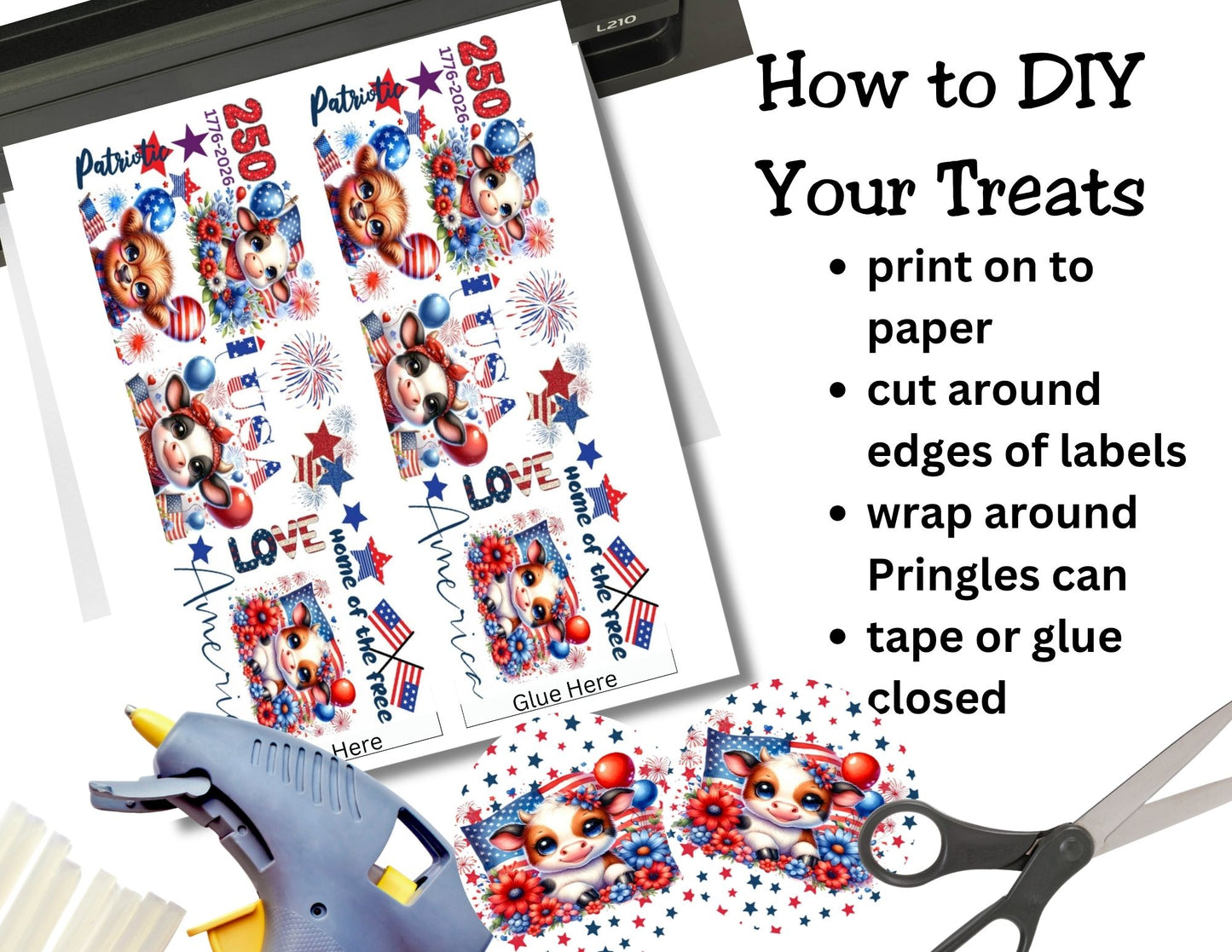 USA 250 Pringles Can Labels – 4th of July Party Favor Printable
