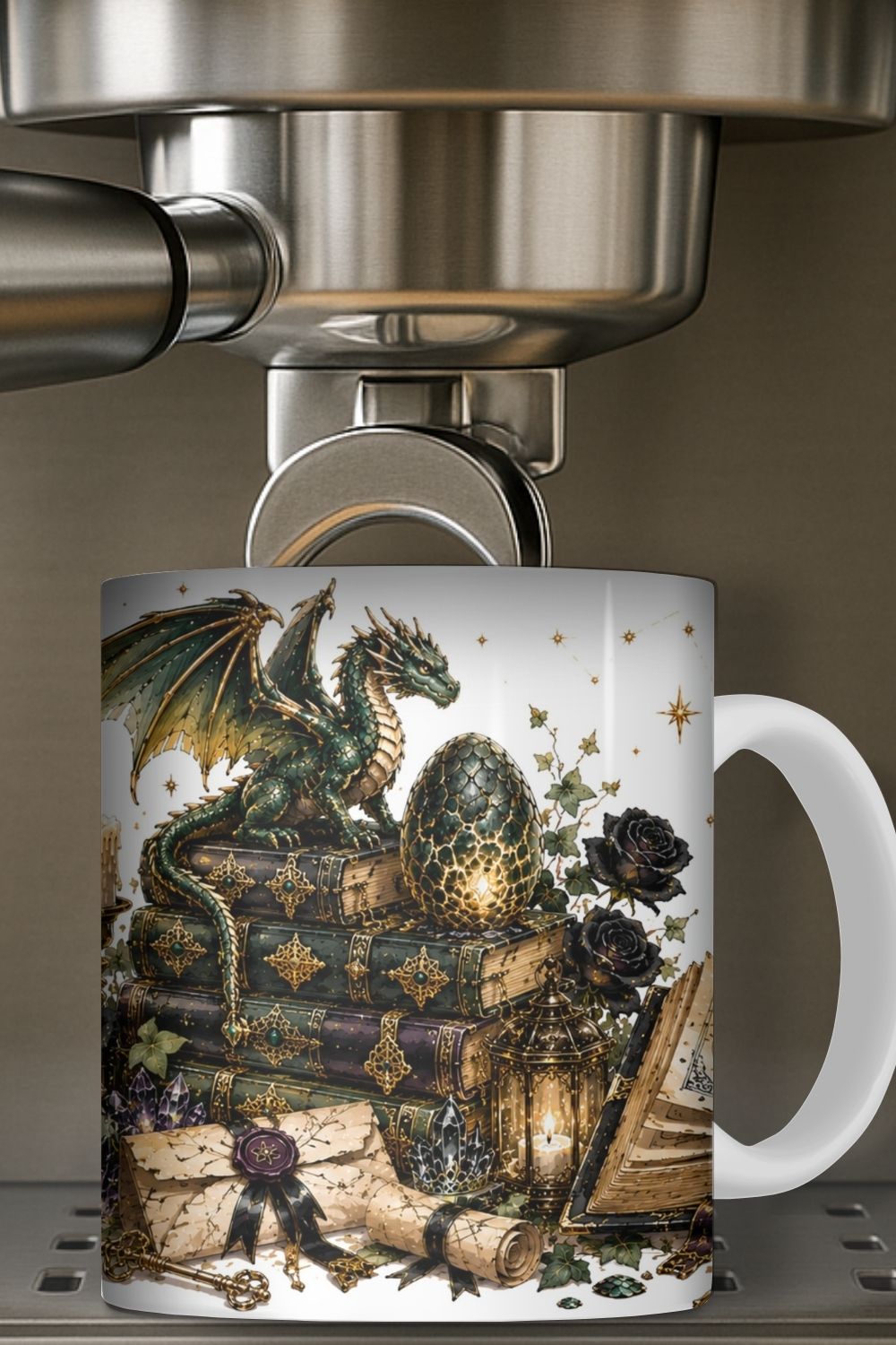 Dark Academia Dragon Mug  and Mug Wrap