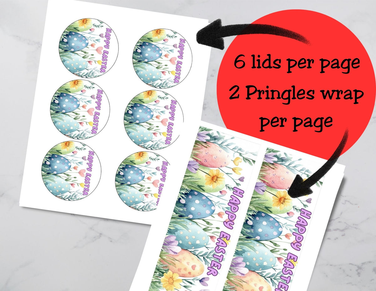 Easter Pringles Can Label & Lid, Watercolor Easter Egg Snack Wrap Printable