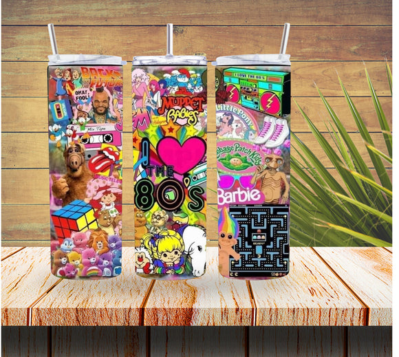 The 80s Cartoon Collage 20 ounce Stainless Steel Tumbler