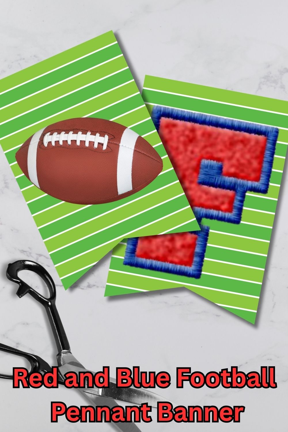 Red and Blue Football Varsity Letters Pennant Banner Printable with Canva Template