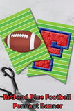 Red and Blue Football Varsity Letters Pennant Banner Printable with Canva Template