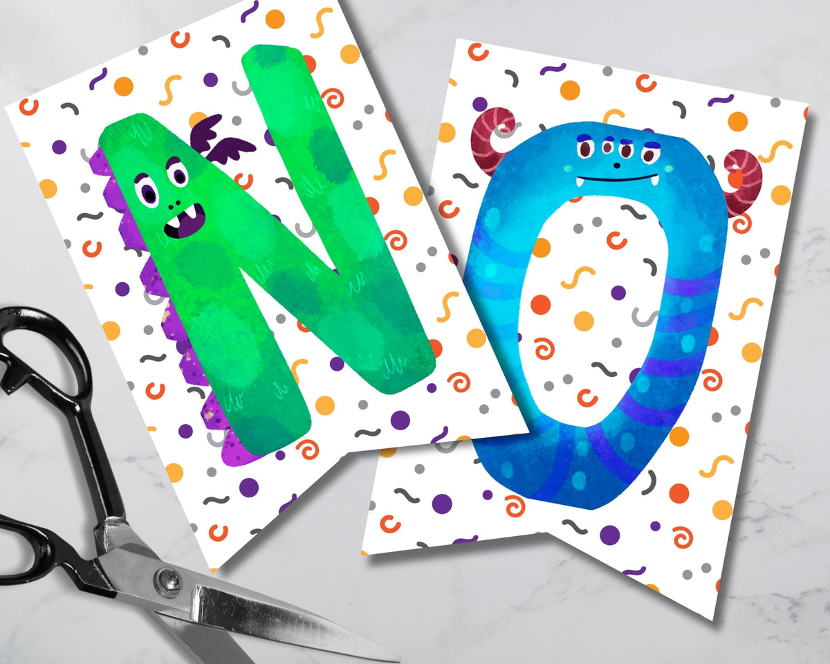 Monster Dots Halloween Party Pennant Banner Printable