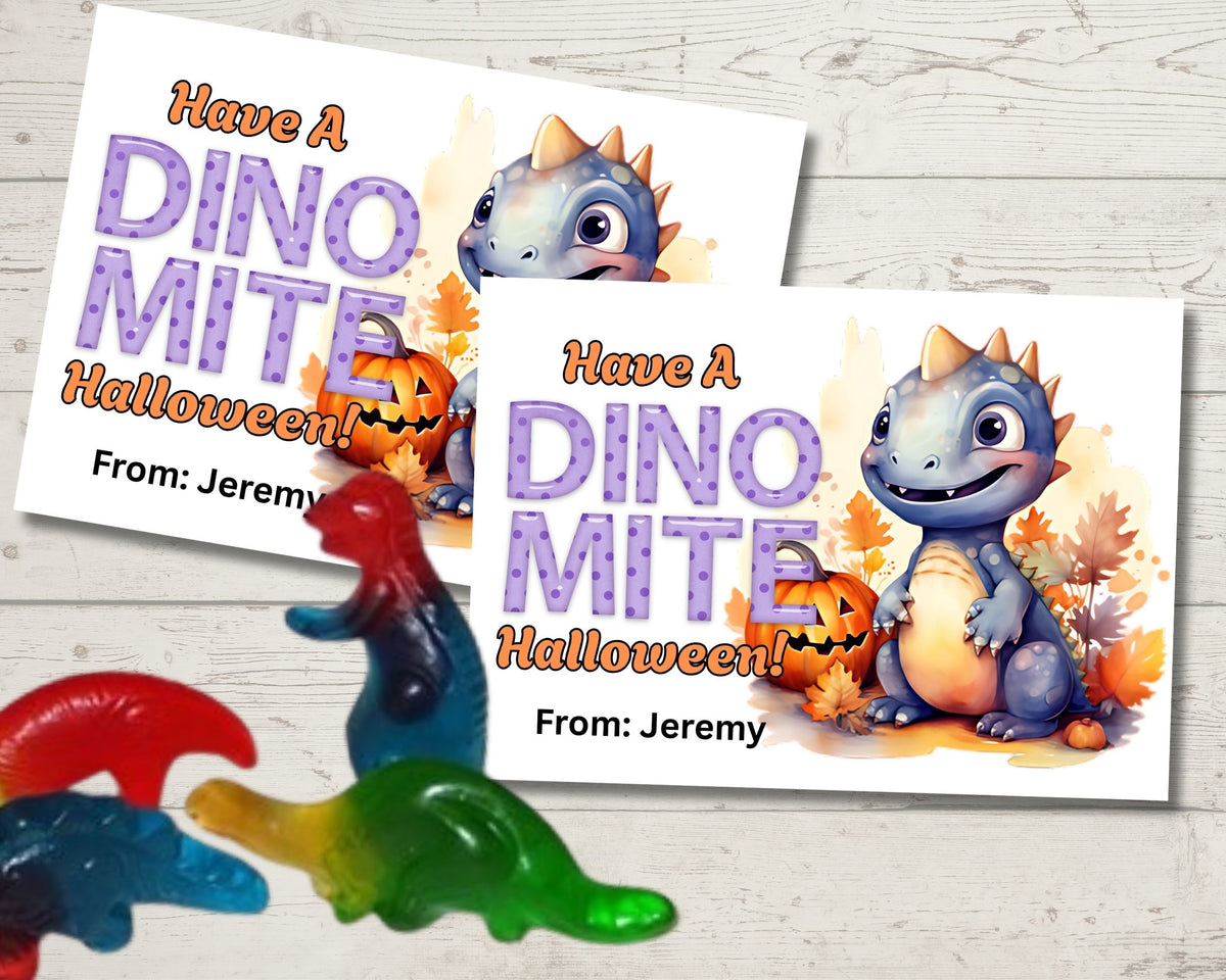 Dinomite Halloween Bag Topper Canva Template Printable