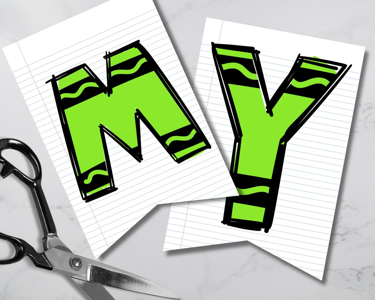 Crayon Printable Pennant Banner Canva Template
