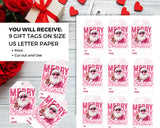 Pink Santa Christmas Printable Gift Tags