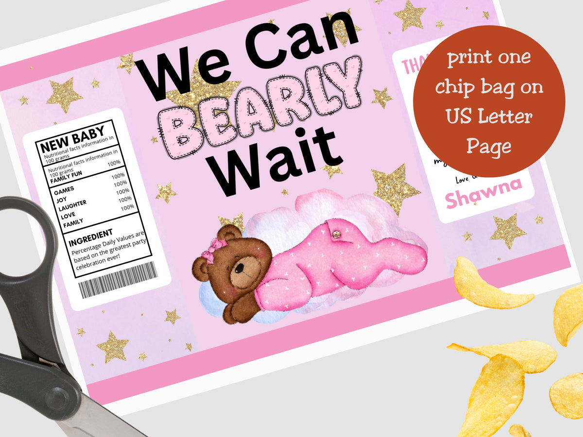 We Can Bearly Wait Chip Bag Canva Template