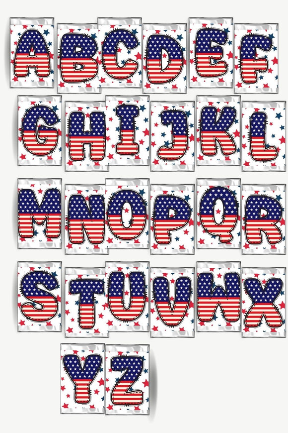 Patriotic Flag Alphabet Hershey Candy Bar Wrapper Printable