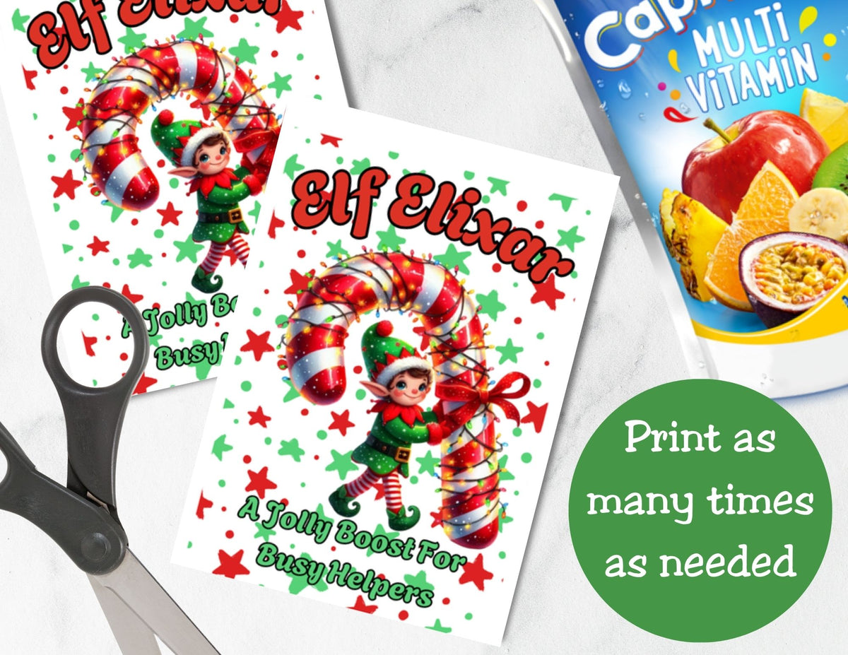 Elf Elixar Printable Capri Sun Label