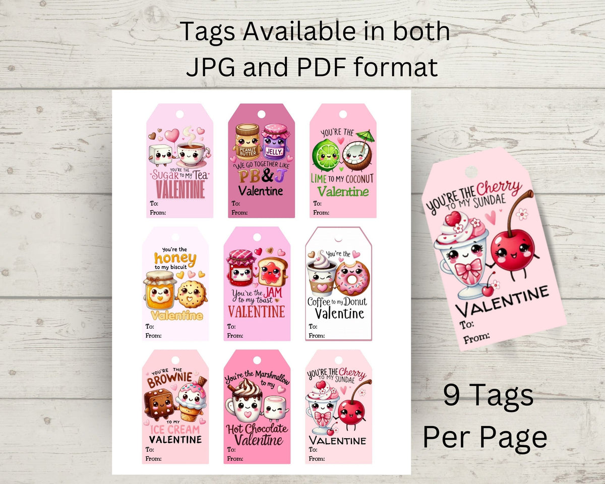 Funny Food Puns We Go Together Like Class Valentine Gift Tag Printable