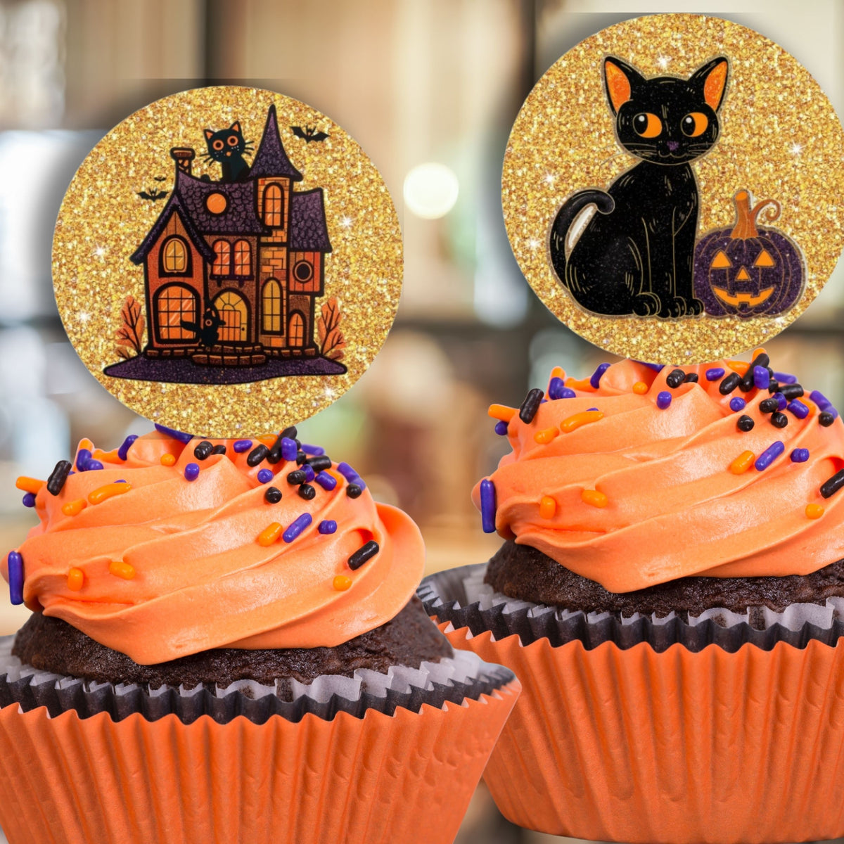 Glitter Halloween Cupcake Topper Printable