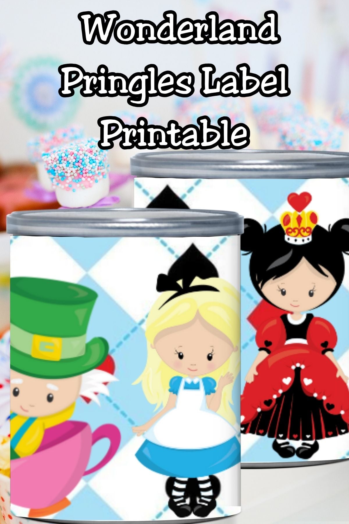 Alice in Wonderland Pringles Can Label Printable Onederland Party Favor