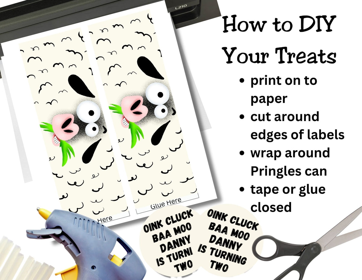 Farm Animal Pringles Labels – Canva Editable Template