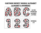 Mickey Heads Doodle Alphabet Clip Art for Parties, Nursery Decor