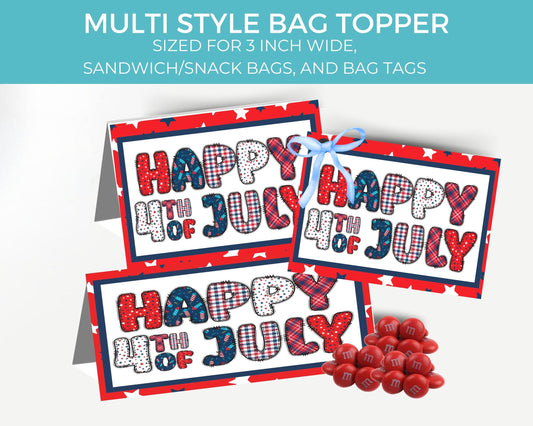 Happy 4th of July Candy Bag Topper Printable