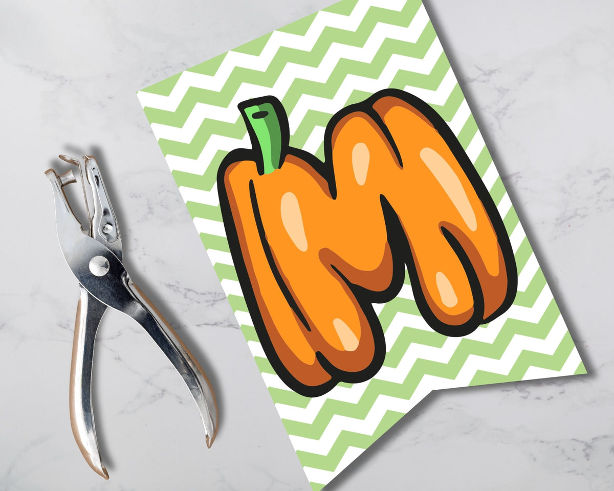 Chevron Pumpkin Canva Template Pennant Banner Printable