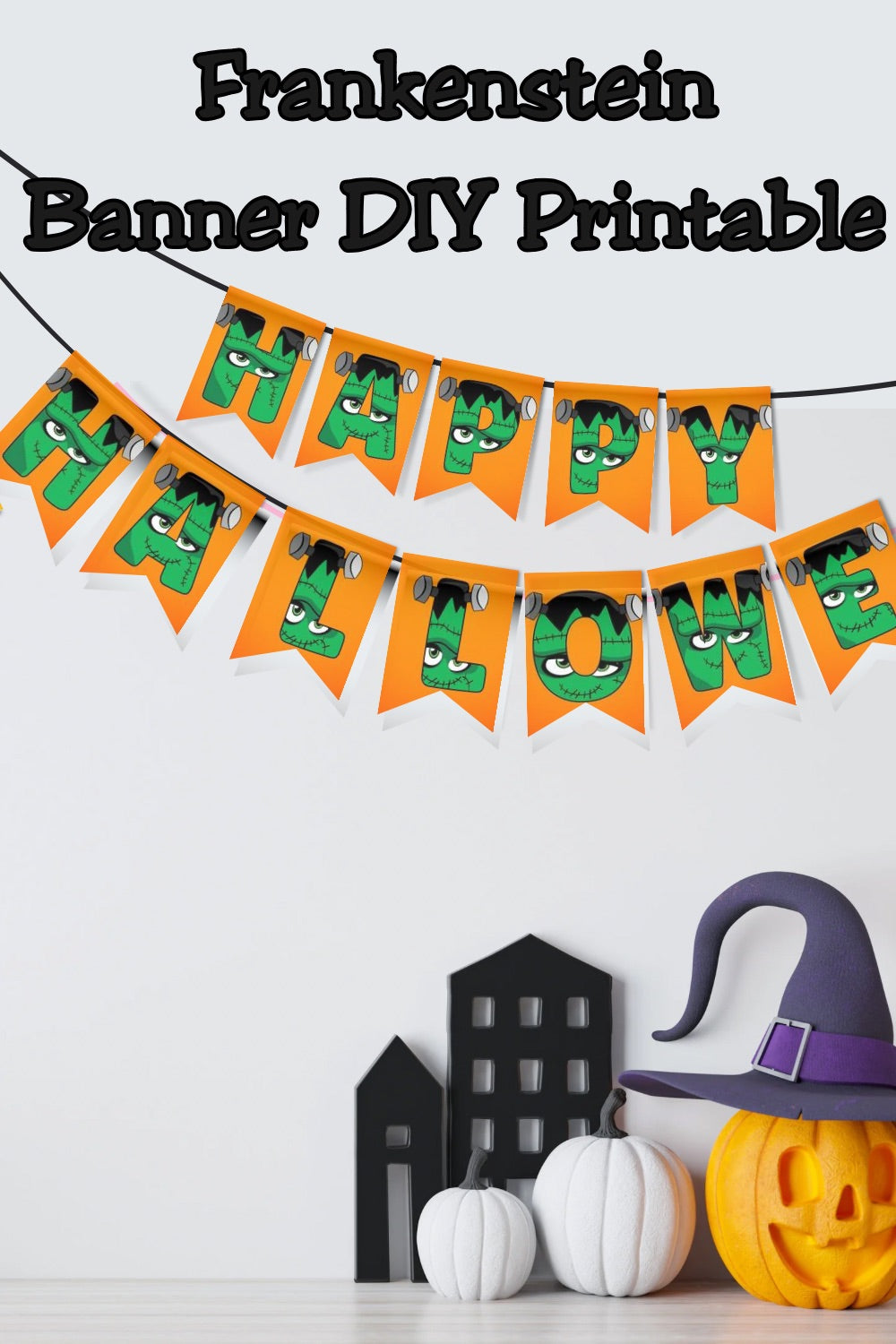 Frankenstein Monster Halloween Pennant Banner Printable