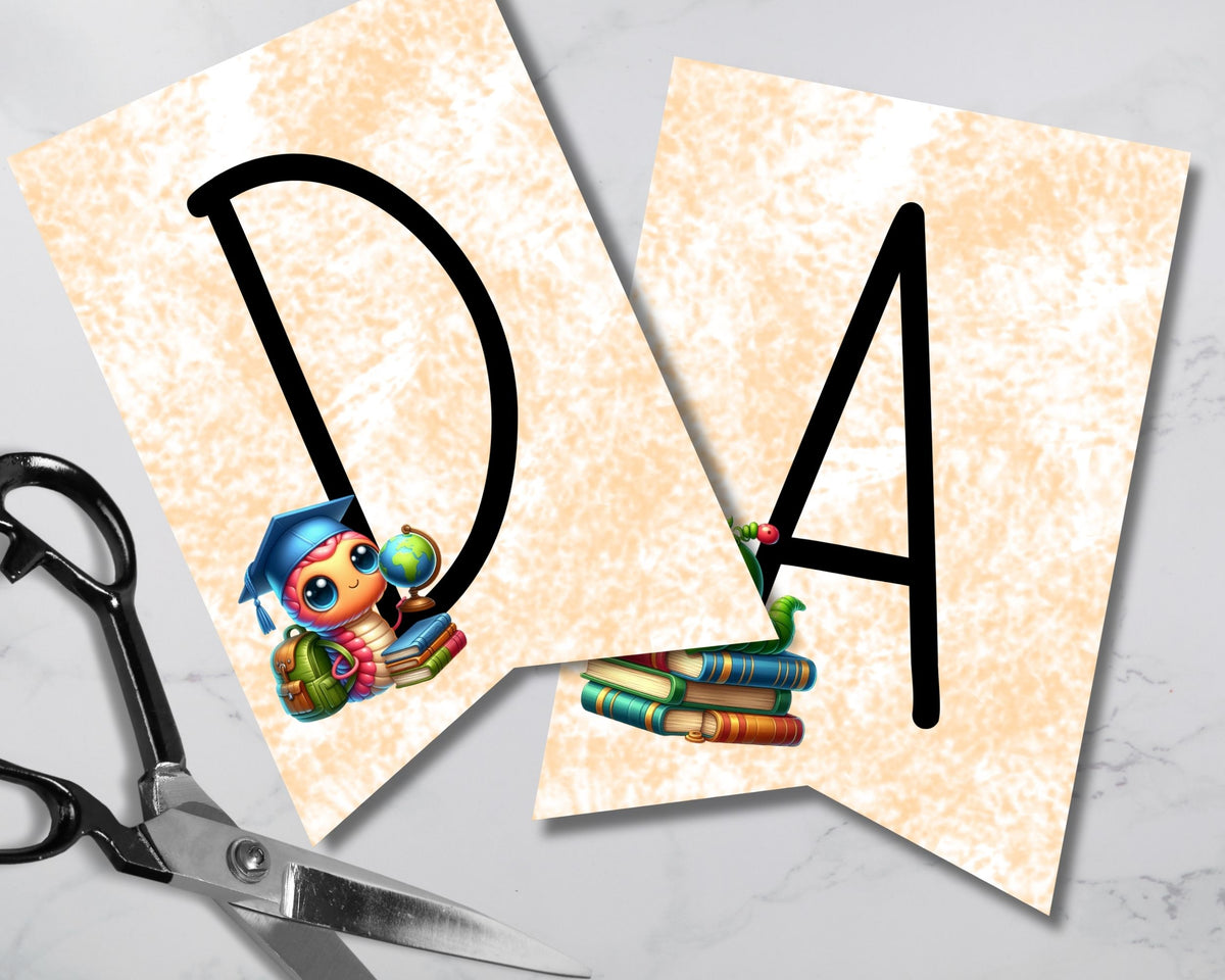 Bookworm Back to School Pennant Banner