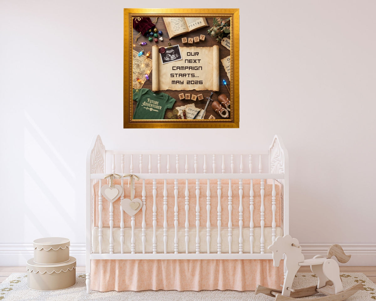 D&D Role Playing Game Pregnancy Reveal Canva Template