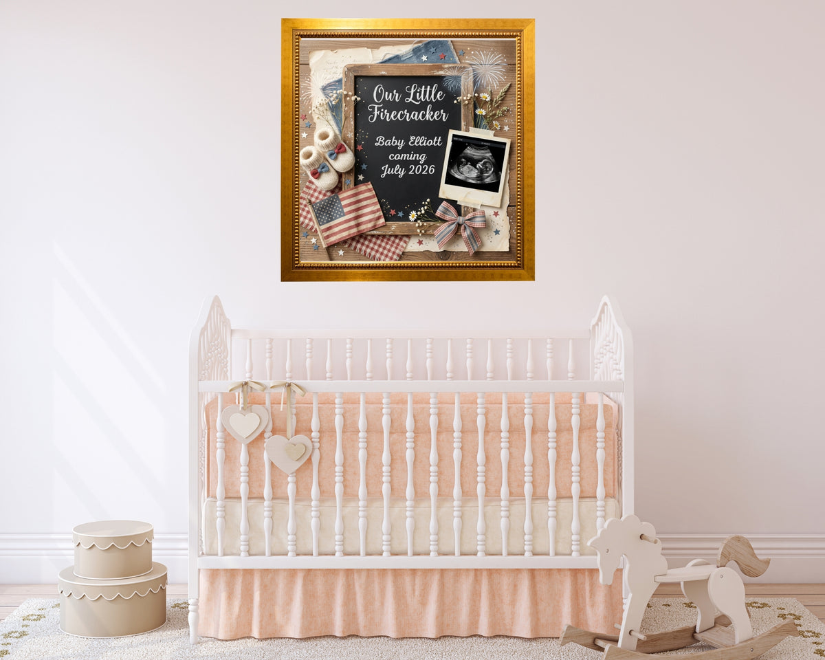 Little Firecracker Baby Announcement Canva Template