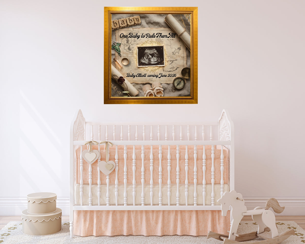 One Baby to Rule Them All Pregnancy Announcement, Lord of the Rings Baby Reveal, Fantasy Sonogram Social Media Announcement