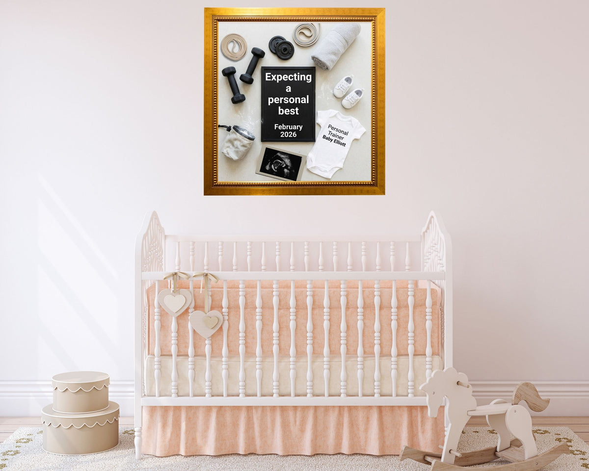 Gym Pregnancy Announcement Canva Template – Fitness Baby Reveal