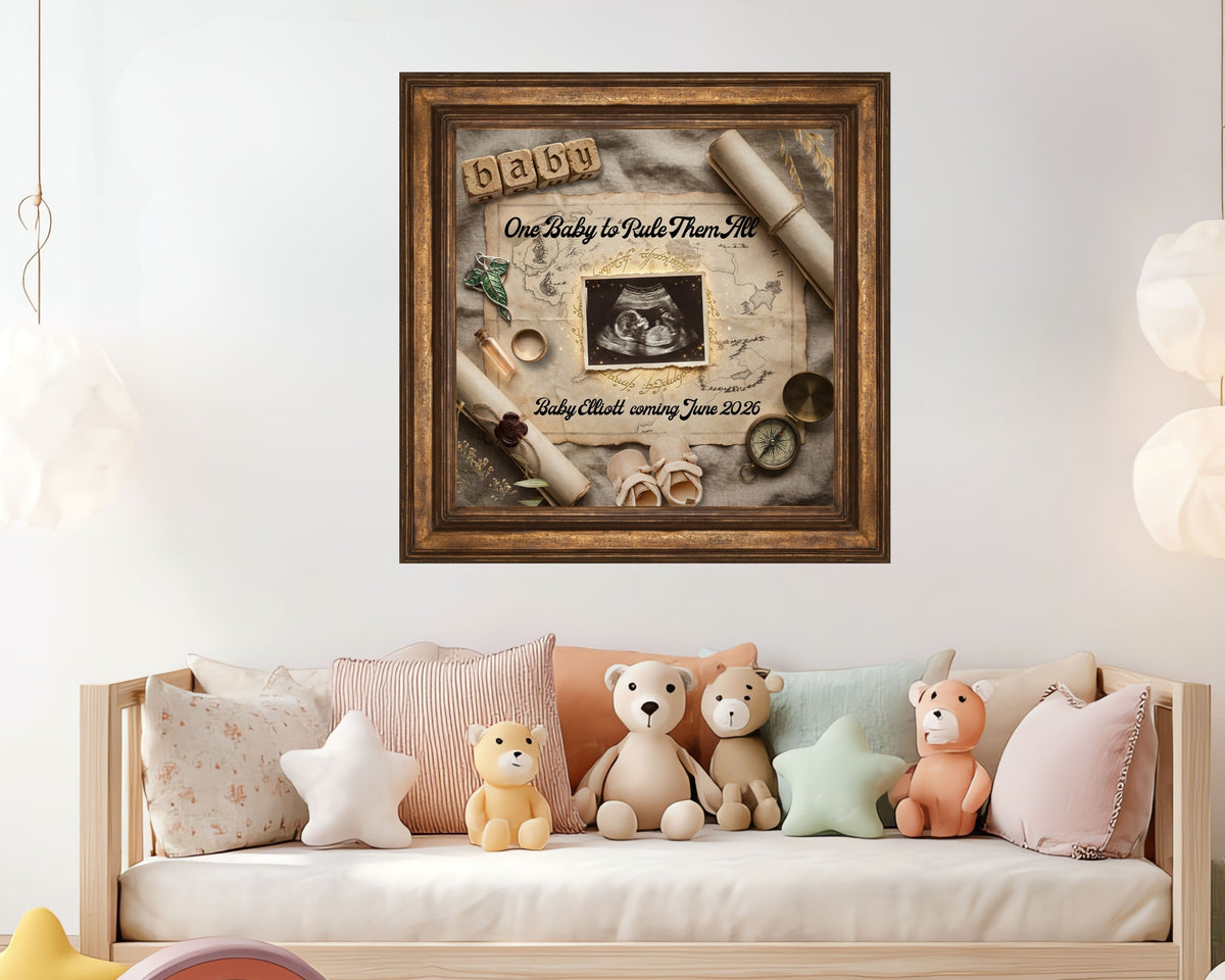 One Baby to Rule Them All Pregnancy Announcement, Lord of the Rings Baby Reveal, Fantasy Sonogram Social Media Announcement