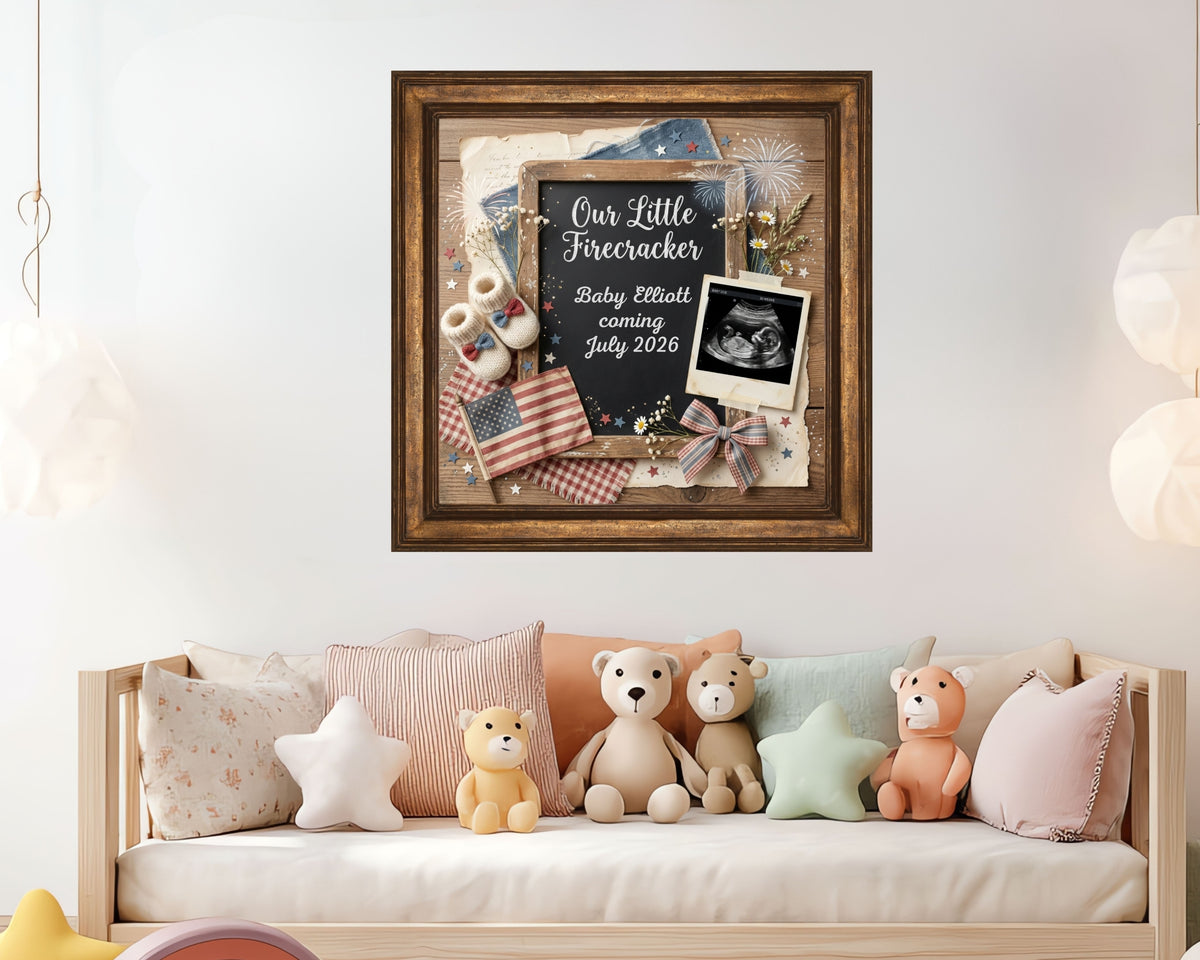 Little Firecracker Baby Announcement Canva Template