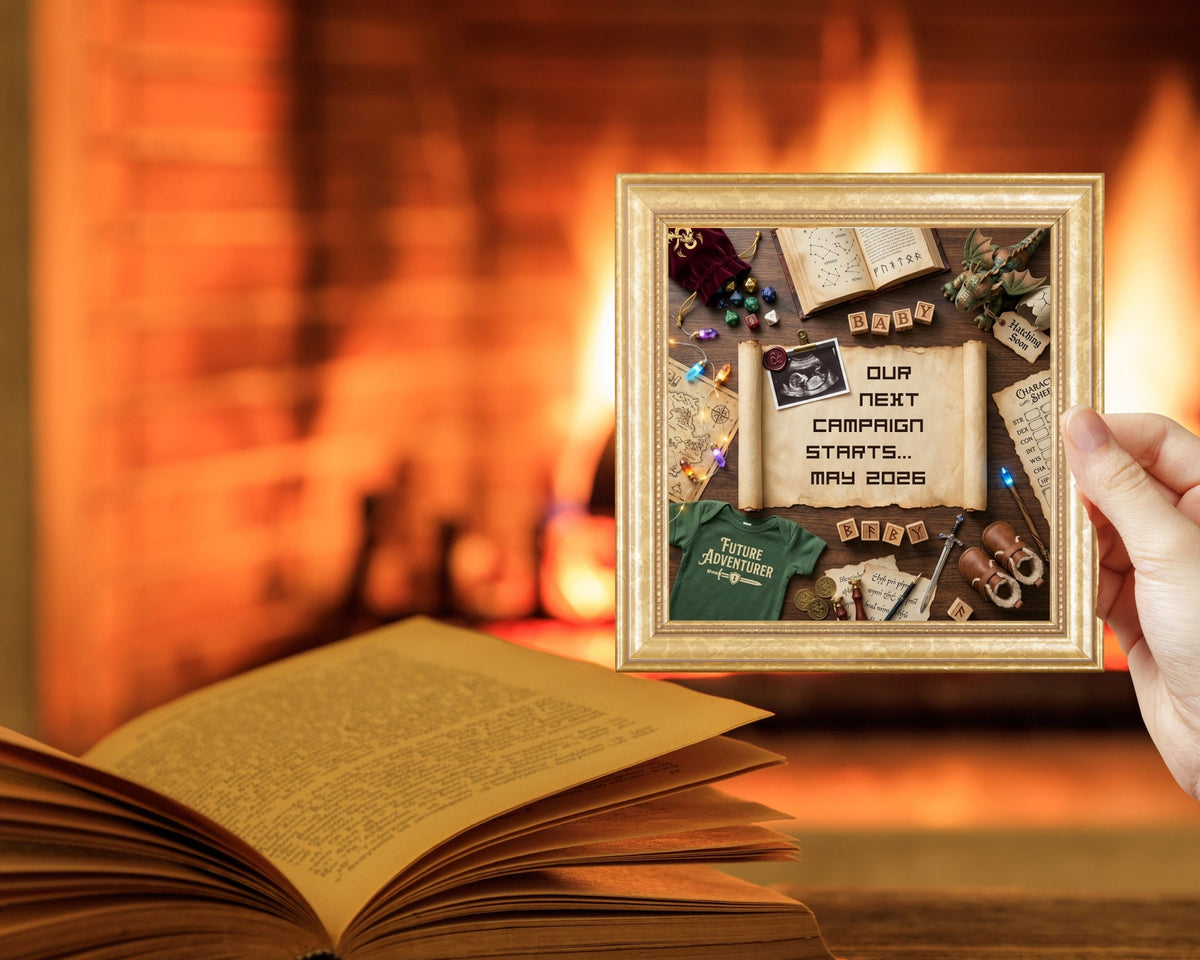 D&D Role Playing Game Pregnancy Reveal Canva Template