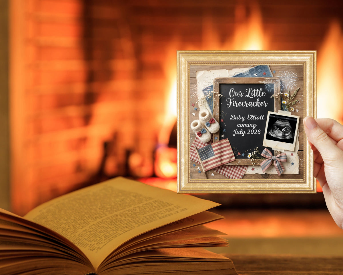 Little Firecracker Baby Announcement Canva Template