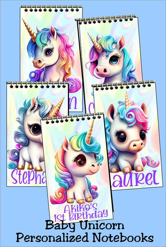 Baby Unicorn Personalized Notebook Party Favors