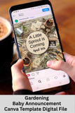 Gardening Baby Announcement Template – Editable Canva Design